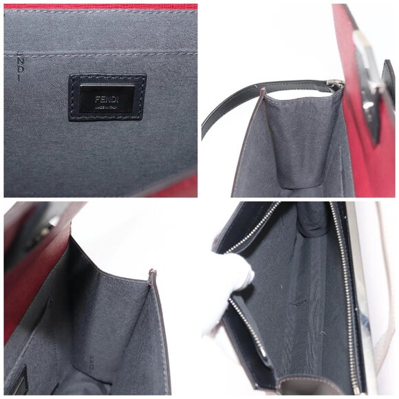 FENDI Demi Jour Bag Bugs Monster Hand Bag Leather 2way Red Silver Auth BA5782 - Picture 16 of 16